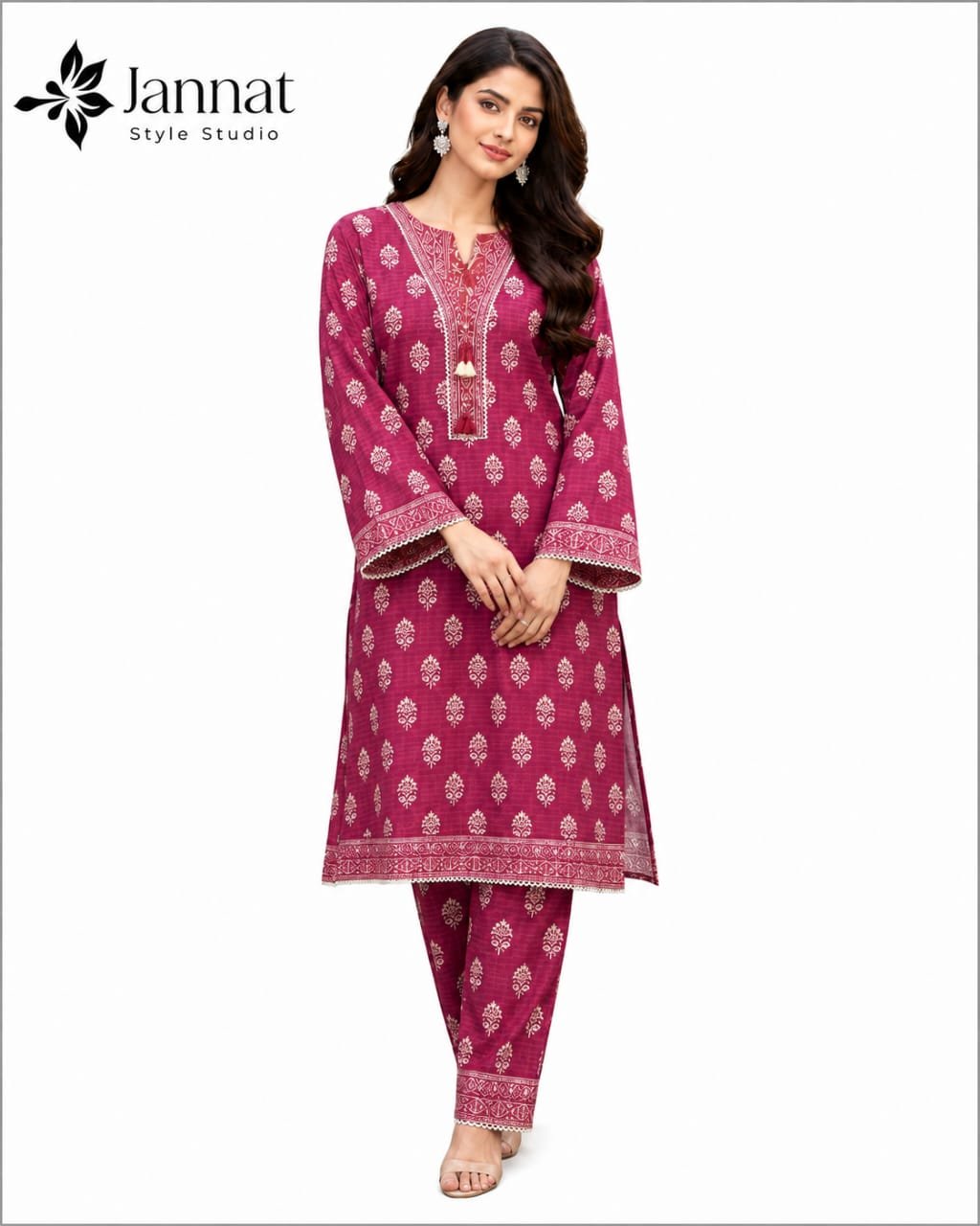 Plum Magenta Printed Lawn 3-Piece Suit