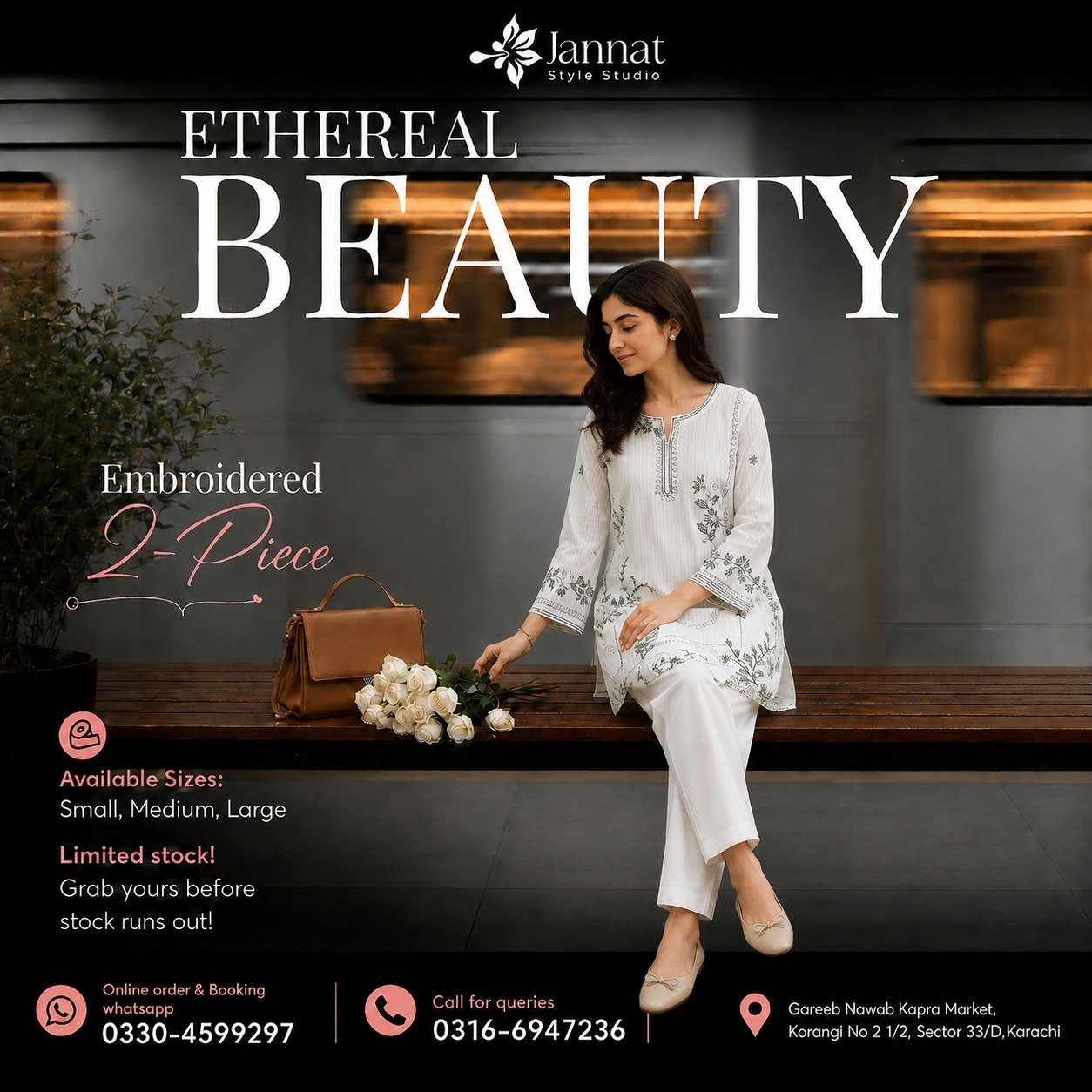 Jannat Style Studio White Embroidered Ready-to-Wear 2-Piece Suit